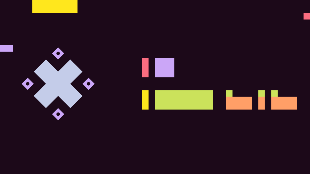 Bootloader frame 2: the plus turns into an X and progress blocks appear.